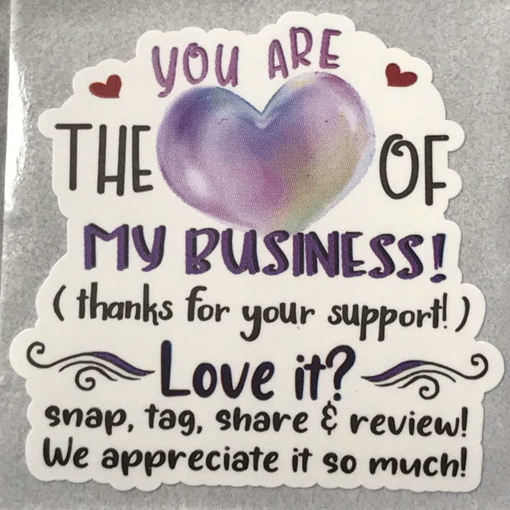 100 you are the heart of my business thank you stickers 1.5”